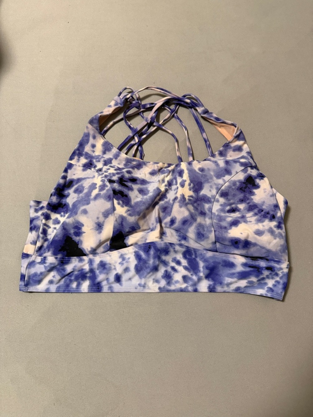 torrid Blue and White Tie-Dye Strappy Swim Bikini Top